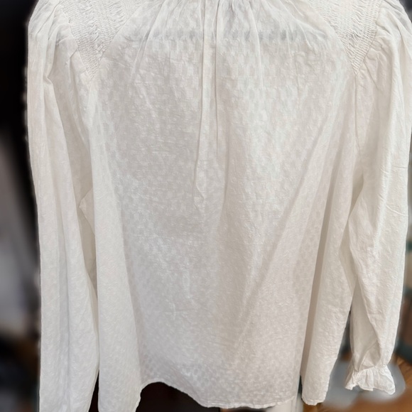 ME+EM White Cotton Tie Neck Button Down Blouse New with Tags US size 12 - Picture 3 of 10